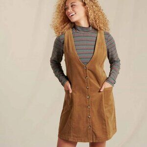 Toad&Co Large Brown Scouter Cord Jumper Dress Y2K CabinCore Cottage Prairie